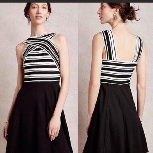Anthropologie Dresses & Skirts - MAEVE Crosswise Black and White Flare Dress